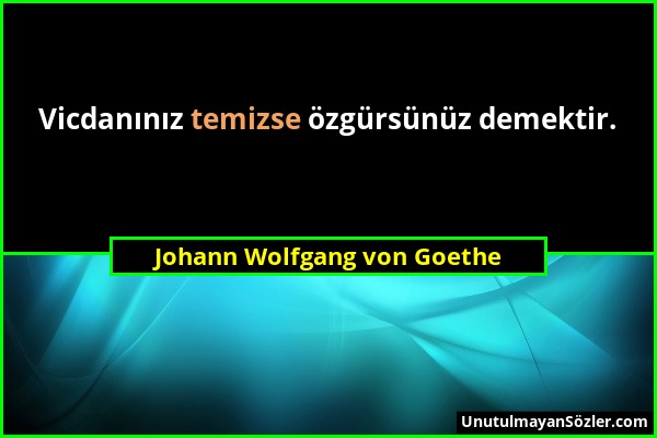 Johann Wolfgang von Goethe - Vicdanınız temizse özgürsünüz demektir....