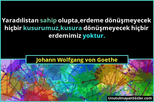 Johann Wolfgang von Goethe - Yaradılistan sahip olupta,erdeme dönüşmeyecek hiçbir kusurumuz,kusura dönüşmeyecek hiçbir erdemimiz yoktur....