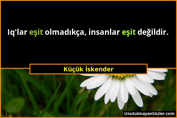 Küçük İskender - Iq'lar eşit olmadıkça, insanlar eşit değildir....