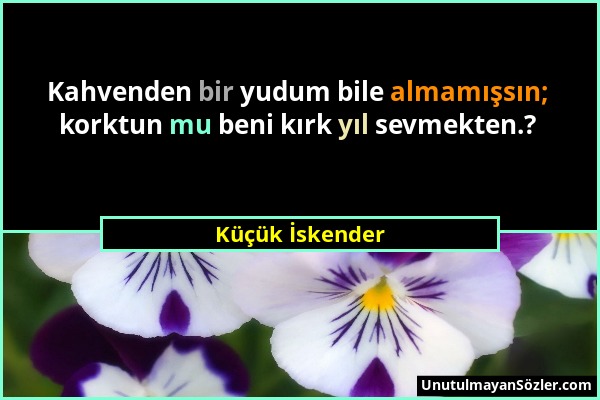 Küçük İskender - Kahvenden bir yudum bile almamışsın; korktun mu beni kırk yıl sevmekten.?...