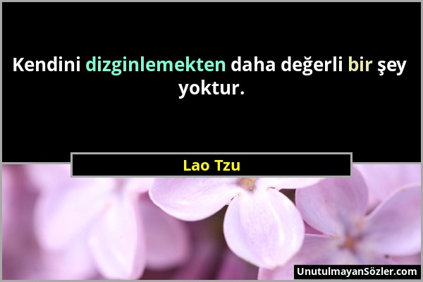 Lao Tzu - Kendini dizginlemekten daha değerli bir şey yoktur....