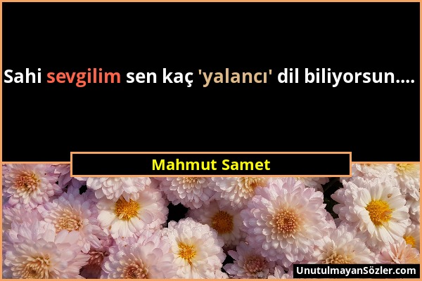 Mahmut Samet - Sahi sevgilim sen kaç 'yalancı' dil biliyorsun.......