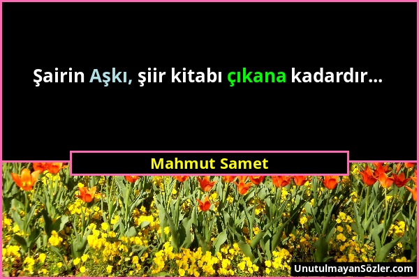 Mahmut Samet - Şairin Aşkı, şiir kitabı çıkana kadardır......