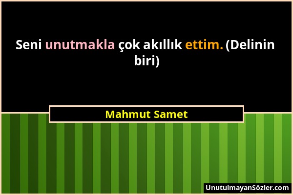 Mahmut Samet - Seni unutmakla çok akıllık ettim. (Delinin biri)...