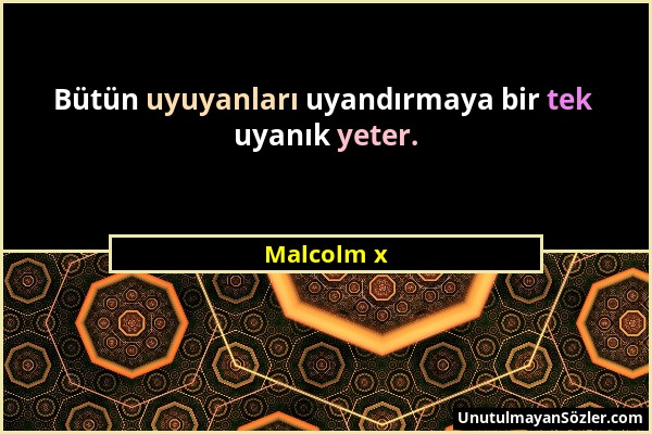 Malcolm x - Bütün uyuyanları uyandırmaya bir tek uyanık yeter....