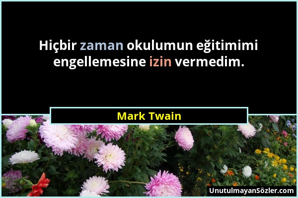 Mark Twain - Hiçbir zaman okulumun eğitimimi engellemesine izin vermedim....