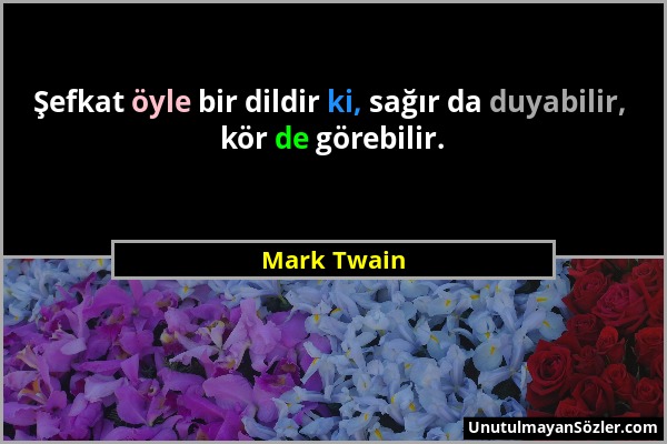 Mark Twain - Şefkat öyle bir dildir ki, sağır da duyabilir, kör de görebilir....