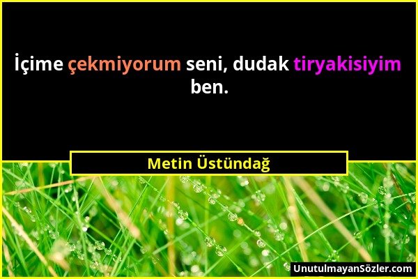 Metin Üstündağ - İçime çekmiyorum seni, dudak tiryakisiyim ben....