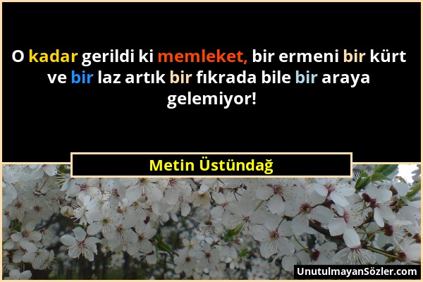 Metin Üstündağ - O kadar gerildi ki memleket, bir ermeni bir kürt ve bir laz artık bir fıkrada bile bir araya gelemiyor!...