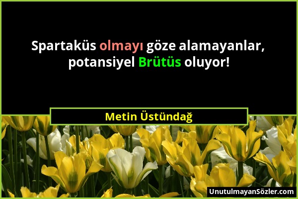 Metin Üstündağ - Spartaküs olmayı göze alamayanlar, potansiyel Brütüs oluyor!...