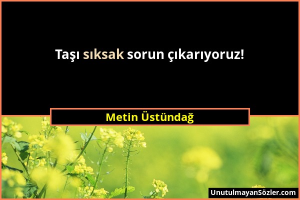 Metin Üstündağ - Taşı sıksak sorun çıkarıyoruz!...