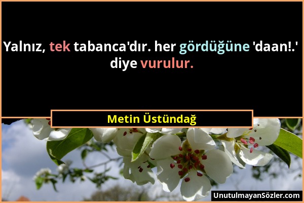 Metin Üstündağ - Yalnız, tek tabanca'dır. her gördüğüne 'daan!.' diye vurulur....