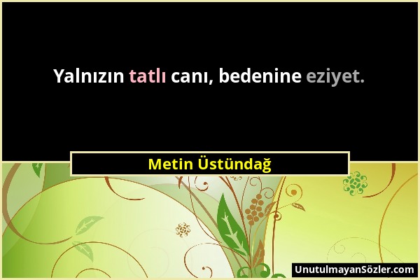 Metin Üstündağ - Yalnızın tatlı canı, bedenine eziyet....