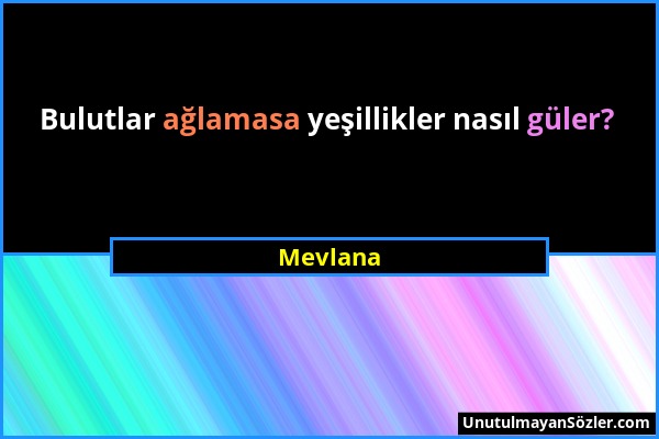 Mevlana - Bulutlar ağlamasa yeşillikler nasıl güler?...