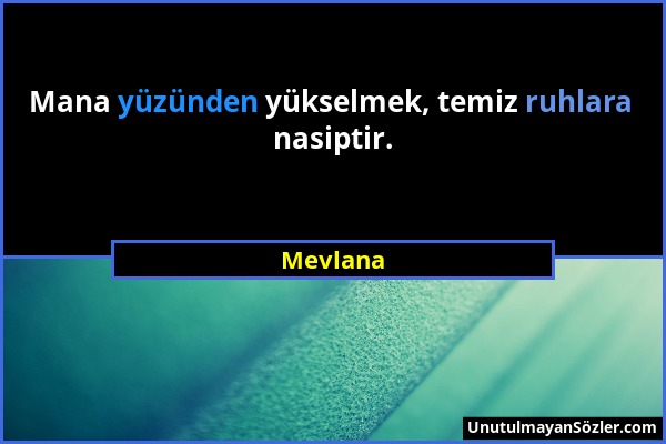 Mevlana - Mana yüzünden yükselmek, temiz ruhlara nasiptir....