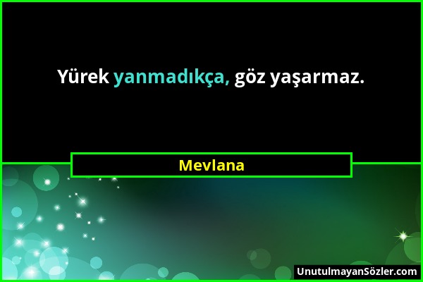 Mevlana - Yürek yanmadıkça, göz yaşarmaz....