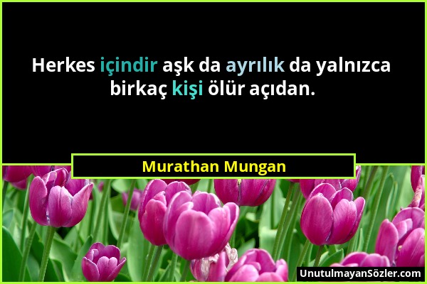 Murathan Mungan - Herkes içindir aşk da ayrılık da yalnızca birkaç kişi ölür açıdan....