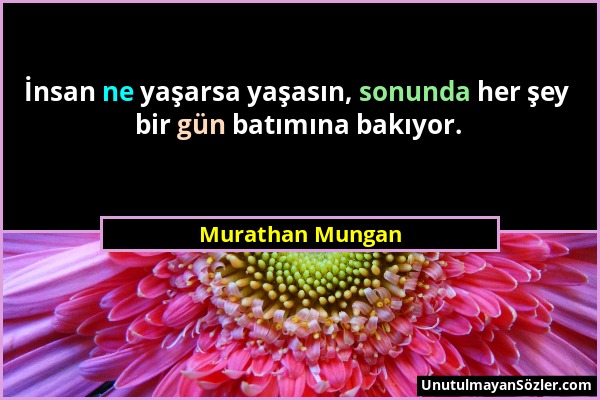 Murathan Mungan - İnsan ne yaşarsa yaşasın, sonunda her şey bir gün batımına bakıyor....