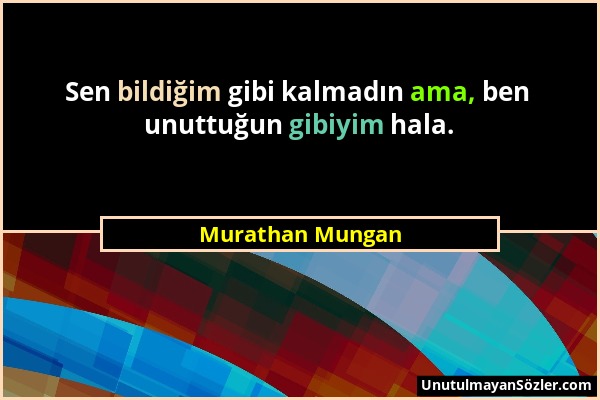 Murathan Mungan - Sen bildiğim gibi kalmadın ama, ben unuttuğun gibiyim hala....