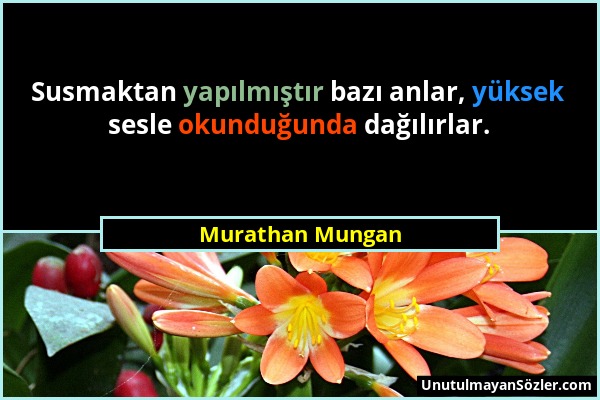 Murathan Mungan - Susmaktan yapılmıştır bazı anlar, yüksek sesle okunduğunda dağılırlar....