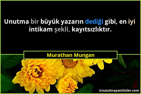 Murathan Mungan - Unutma bir büyük yazarın dediği gibi, en iyi intikam şekli, kayıtsızlıktır....