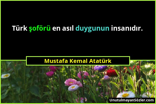 Mustafa Kemal Atatürk - Türk şoförü en asıl duygunun insanıdır....