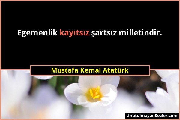 Mustafa Kemal Atatürk - Egemenlik kayıtsız şartsız milletindir....