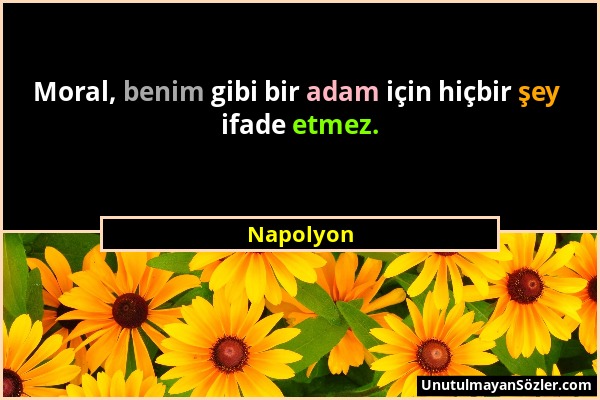 Napolyon - Moral, benim gibi bir adam için hiçbir şey ifade etmez....