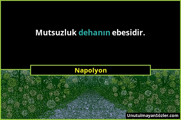 Napolyon - Mutsuzluk dehanın ebesidir....