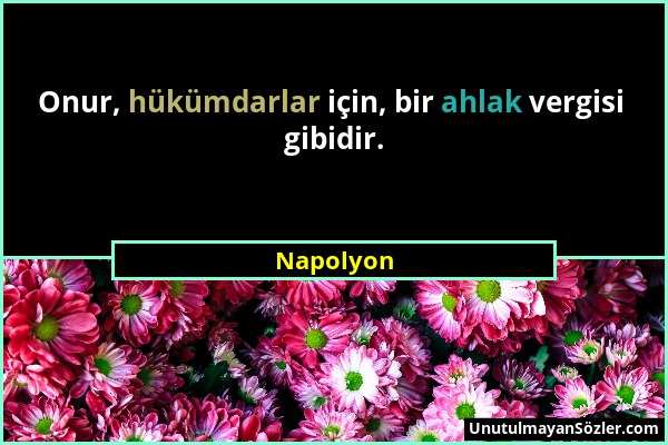 Napolyon - Onur, hükümdarlar için, bir ahlak vergisi gibidir....