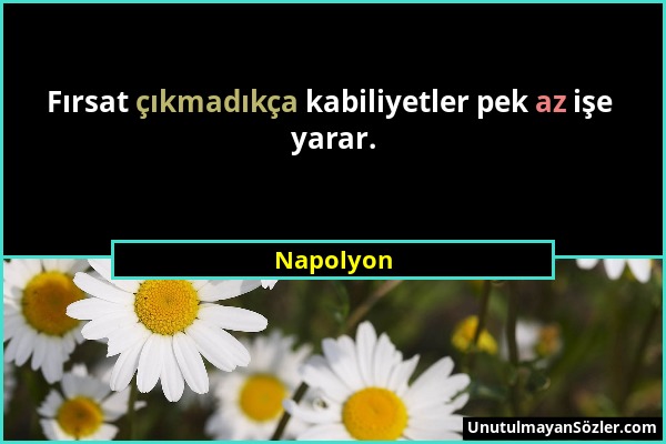 Napolyon - Fırsat çıkmadıkça kabiliyetler pek az işe yarar....