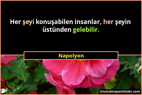 Napolyon - Her şeyi konuşabilen insanlar, her şeyin üstünden gelebilir....