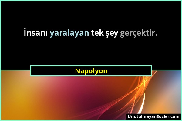 Napolyon - İnsanı yaralayan tek şey gerçektir....