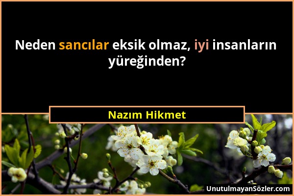 Nazım Hikmet - Neden sancılar eksik olmaz, iyi insanların yüreğinden?...