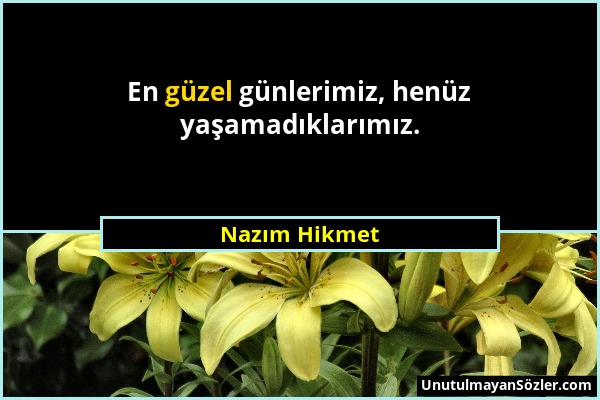 Nazım Hikmet - En güzel günlerimiz, henüz yaşamadıklarımız....