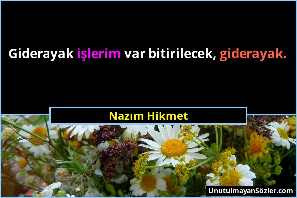 Nazım Hikmet - Giderayak işlerim var bitirilecek, giderayak....