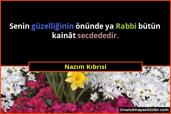 Nazım Kıbrısi - Senin güzelliğinin önünde ya Rabbi bütün kainât secdededir....