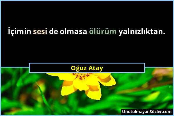 Oğuz Atay - İçimin sesi de olmasa ölürüm yalnızlıktan....