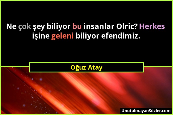 Oğuz Atay - Ne çok şey biliyor bu insanlar Olric? Herkes işine geleni biliyor efendimiz....