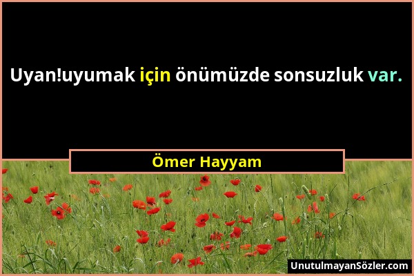 Ömer Hayyam - Uyan!uyumak için önümüzde sonsuzluk var....