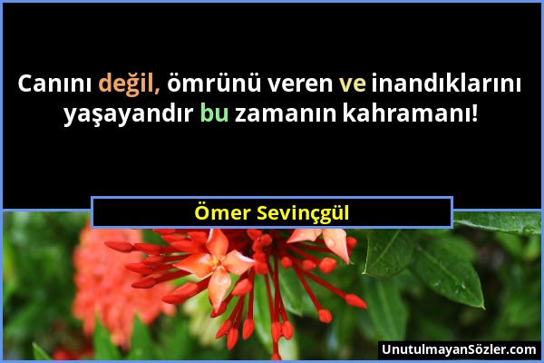 Ömer Sevinçgül - Canını değil, ömrünü veren ve inandıklarını yaşayandır bu zamanın kahramanı!...