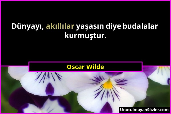 Oscar Wilde - Dünyayı, akıllılar yaşasın diye budalalar kurmuştur....