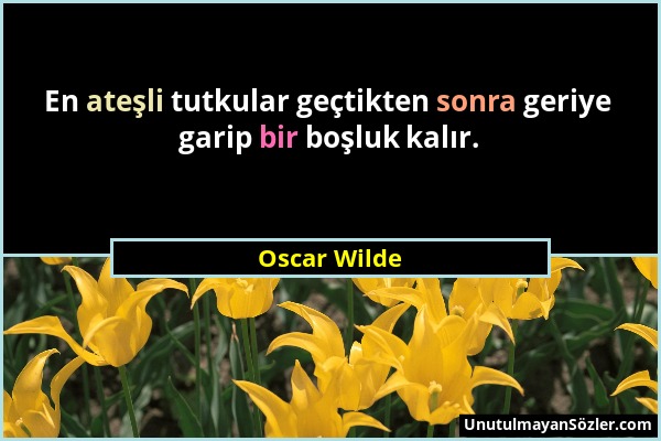 Oscar Wilde - En ateşli tutkular geçtikten sonra geriye garip bir boşluk kalır....