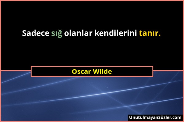 Oscar Wilde - Sadece sığ olanlar kendilerini tanır....