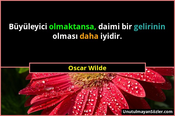 Oscar Wilde - Büyüleyici olmaktansa, daimi bir gelirinin olması daha iyidir....