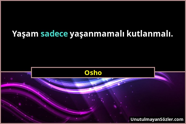 Osho - Yaşam sadece yaşanmamalı kutlanmalı....