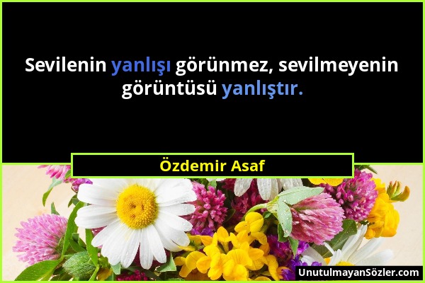 Özdemir Asaf - Sevilenin yanlışı görünmez, sevilmeyenin görüntüsü yanlıştır....