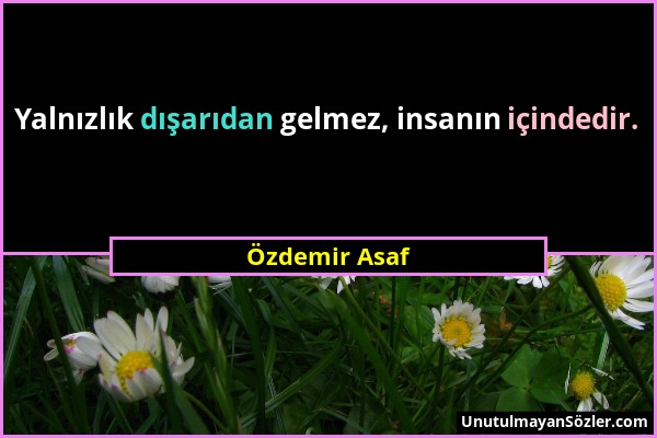 Özdemir Asaf - Yalnızlık dışarıdan gelmez, insanın içindedir....