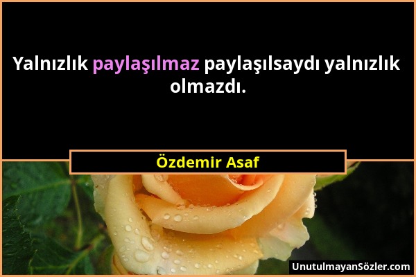 Özdemir Asaf - Yalnızlık paylaşılmaz paylaşılsaydı yalnızlık olmazdı....