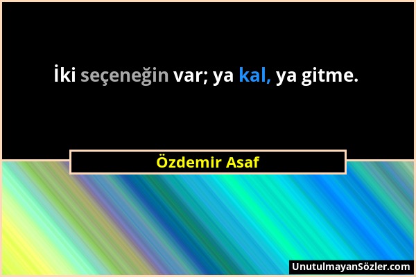 Özdemir Asaf - İki seçeneğin var; ya kal, ya gitme....